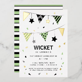 Tarjeta Festiva Con Relieve Metalizado ¡Personalízalo! Estrellas, rayas y confetti