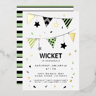 Tarjeta Festiva Con Relieve Metalizado ¡Personalízalo! Estrellas, rayas y confetti