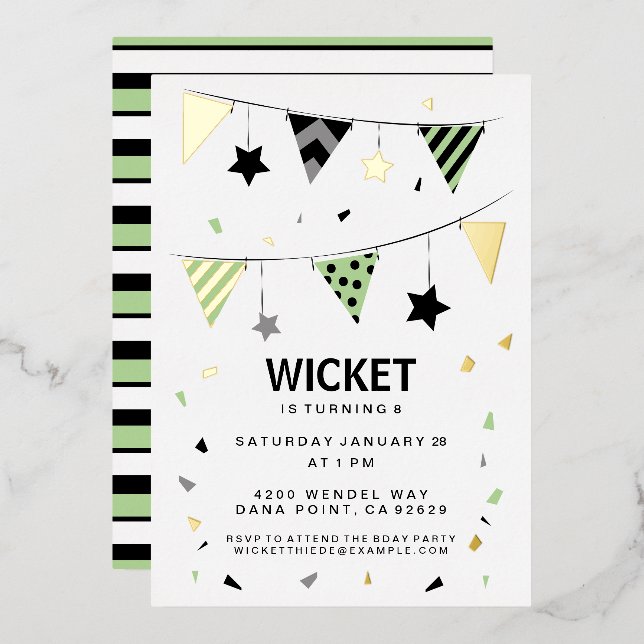 Tarjeta Festiva Con Relieve Metalizado ¡Personalízalo! Estrellas, rayas y confetti (Anverso/Reverso)