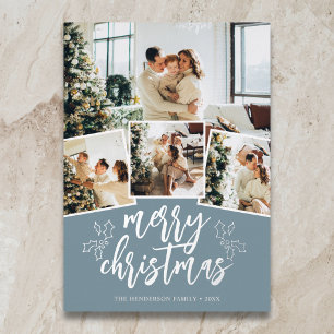 Tarjeta Festiva Con Relieve Metalizado Pincel de Feliz Navidad Script 5 Foto