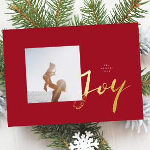 Tarjeta Festiva Con Relieve Metalizado Pincel de pintura JOY Marco de foto Minimalist