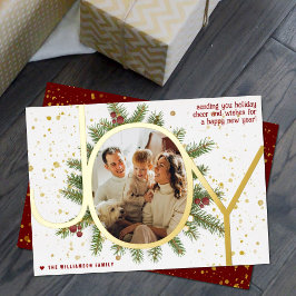 Tarjeta Festiva Con Relieve Metalizado Pine De Alegría De Moda Boughs Navidades De Wreath