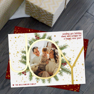 Tarjeta Festiva Con Relieve Metalizado Pine De Alegría De Moda Boughs Navidades De Wreath