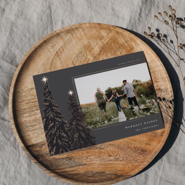 Tarjeta Festiva Con Relieve Metalizado Pino de oro Rosa | Foto de Navidades elegantes (Subido por el creador)