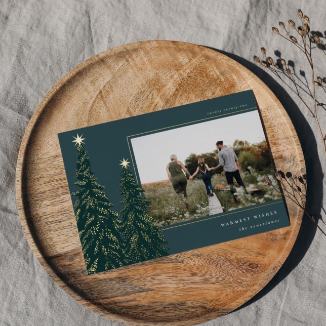 Tarjeta Festiva Con Relieve Metalizado Pino dorado | Foto de Navidades elegantes (Subido por el creador)