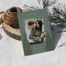Tarjeta Festiva Con Relieve Metalizado Pino dorado | Foto de Navidades elegantes