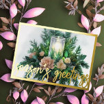 Tarjeta Festiva Con Relieve Metalizado Pintura de color de agua Navidades de velas de sie<br><div class="desc">Pintura de color de agua Navidades de velas de siempre verde</div>
