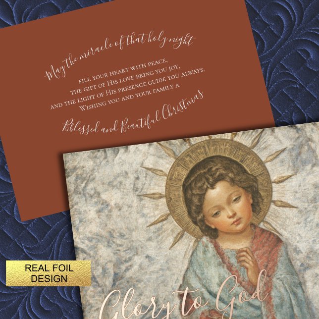 Tarjeta Festiva Con Relieve Metalizado Pintura del joven salvador (Subido por el creador)