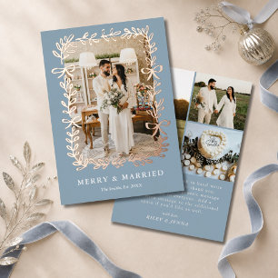Tarjeta Festiva Con Relieve Metalizado Polvo Azul Polvosas & Casadas Lazos para Boda de F