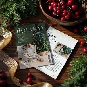 Tarjeta Festiva Con Relieve Metalizado Portada de la revista de fotos de la familia Holid