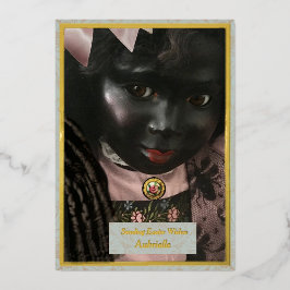 Tarjeta Festiva Con Relieve Metalizado Precious Black Doll Foil Greeting Card