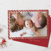 Primer Navidad del bebé con marco de franja Foto R