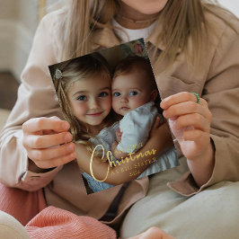 Tarjeta Festiva Con Relieve Metalizado Primera Navidad como gran foto de hermana