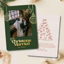 Primera Navidad Matrimonio Boda Foto Verde y Rojo
