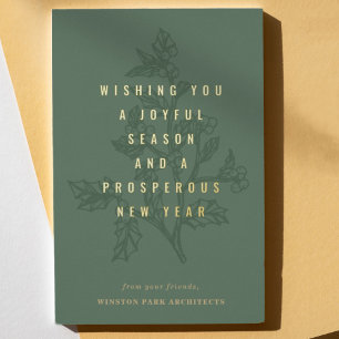 Tarjeta Festiva Con Relieve Metalizado Prosperas Sucursales Corporativas