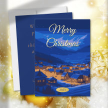 Pueblo de invierno de Navidad vintage dorado perso