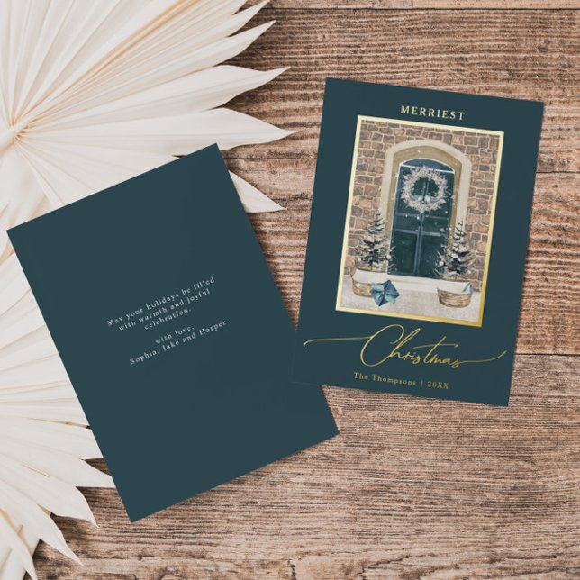 Tarjeta Festiva Con Relieve Metalizado Puerta de navidad elegante gris pizarra (Subido por el creador)