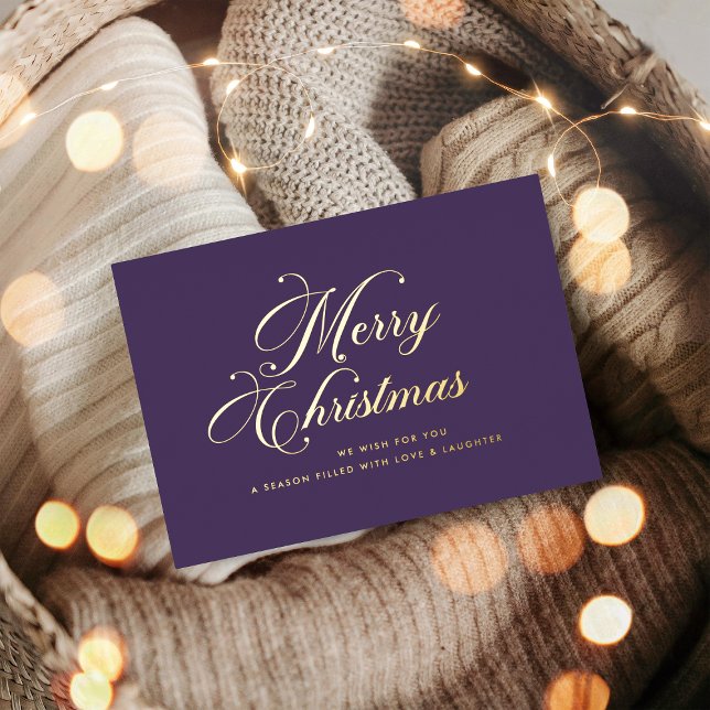 Tarjeta Festiva Con Relieve Metalizado Purple Gold Merry Christmas Foil Card (Subido por el creador)