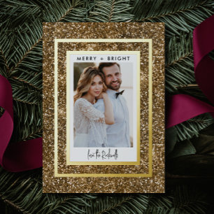 Tarjeta Festiva Con Relieve Metalizado Purpurina de oro 1 Foto Real