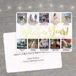 Tarjeta Festiva Con Relieve Metalizado ¡Qué año! 10 Collage de fotos Caligrafía moderna<br><div class="desc">¡Qué año para recordar! Envía elegantes saludos alegres y comparte 10 de tus fotos favoritas con un año de collage de fotos personalizados en la tarjeta de vacaciones de Relieve metalizado de revisión. Todo el texto de esta plantilla es sencillo de personalizar con cualquier texto. Cada foto cuadrada viene con...</div>