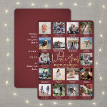 Tarjeta Festiva Con Relieve Metalizado ¡Qué año! Borgoña 18 Collages de fotos y subtítulo<br><div class="desc">¡Qué año para recordar! Envía elegantes y alegres saludos y comparte 18 de tus fotos favoritas con una tarjeta de vacaciones de Relieve metalizado de de oro y burdeos personalizado 5x7. El texto de esta plantilla es sencillo de personalizar para incluir cualquier texto como Feliz Navidad, Felices Fiestas, Saludos de...</div>