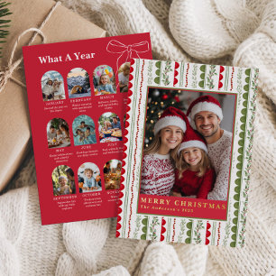 Tarjeta Festiva Con Relieve Metalizado Qué año Collage de doce fotos caprichoso