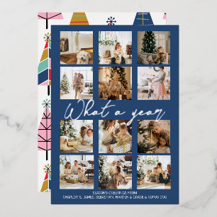 Tarjeta Festiva Con Relieve Metalizado Qué año de Navidades personalizados