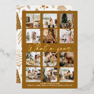 Tarjeta Festiva Con Relieve Metalizado Qué año de Navidades personalizados