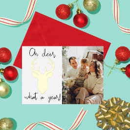 Tarjeta Festiva Con Relieve Metalizado ¡Qué Año! Navidades divertidos Photo Real