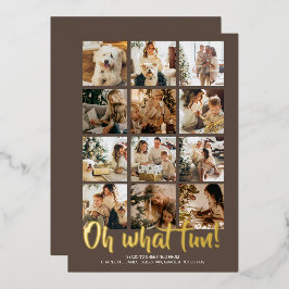 Tarjeta Festiva Con Relieve Metalizado Qué Diversión 12 Fotos Navidad Temporada de Vacaci
