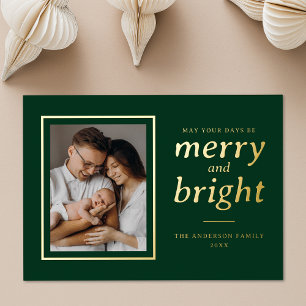 Tarjeta Festiva Con Relieve Metalizado Que Tus Días Sean Alegres y Brillantes Verde 2 Fot