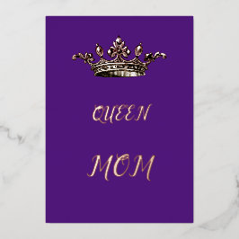 Tarjeta Festiva Con Relieve Metalizado Queen Mom