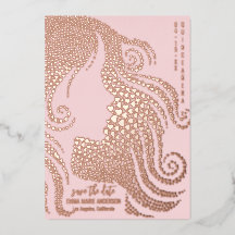 Quinceañera Silhouette Rosa Gold Hearts Save Date