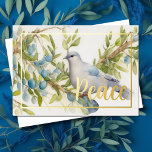 Tarjeta Festiva Con Relieve Metalizado Rama de Olive de Holiday Peace Dove<br><div class="desc">Rama de Olive de Holiday Peace Dove</div>