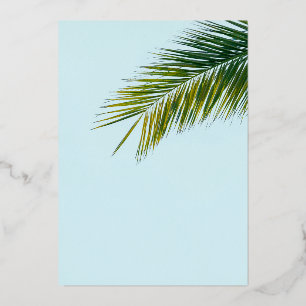Tarjeta Festiva Con Relieve Metalizado rama de palmera