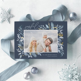 Tarjeta Festiva Con Relieve Metalizado Ramas de hielo | Elegante Photo Gold
