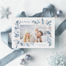 Tarjeta Festiva Con Relieve Metalizado Ramas de hielo | Elegante Rosa de fotografía Gold