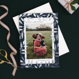 Tarjeta Festiva Con Relieve Metalizado Ramas de papel de plata 3 Foto Navidad