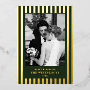 Tarjeta Festiva Con Relieve Metalizado Rayas de hoja perenne