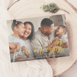 Tarjeta Festiva Con Relieve Metalizado Real Foil Peace On Earth Photo Christmas Holiday<br><div class="desc">Add some shine to your Christmas cards with real gold, silver, or rose gold foil! This classic and timeless metallic style is sure to add another level to your cards. Send Christmas wishes to family and friends with this beautiful design. This design is a reminder of all that is best...</div>