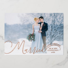 Tarjeta Festiva Con Relieve Metalizado Recién casada con dos Navidades F