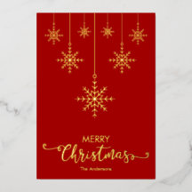 Red Merry Christmas Snflakes Gold