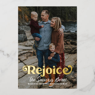 Tarjeta Festiva Con Relieve Metalizado Regocijarse con la tarjeta de Relieve metalizado d