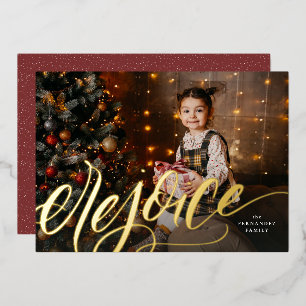 Tarjeta Festiva Con Relieve Metalizado Regocijarse de los Navidades religiosos guiados po