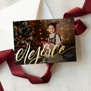 Tarjeta Festiva Con Relieve Metalizado Regocijarse de los Navidades religiosos guiados po
