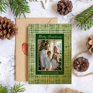 Tarjeta Festiva Con Relieve Metalizado Relieve metalizado de cuadros Navidades de plantil