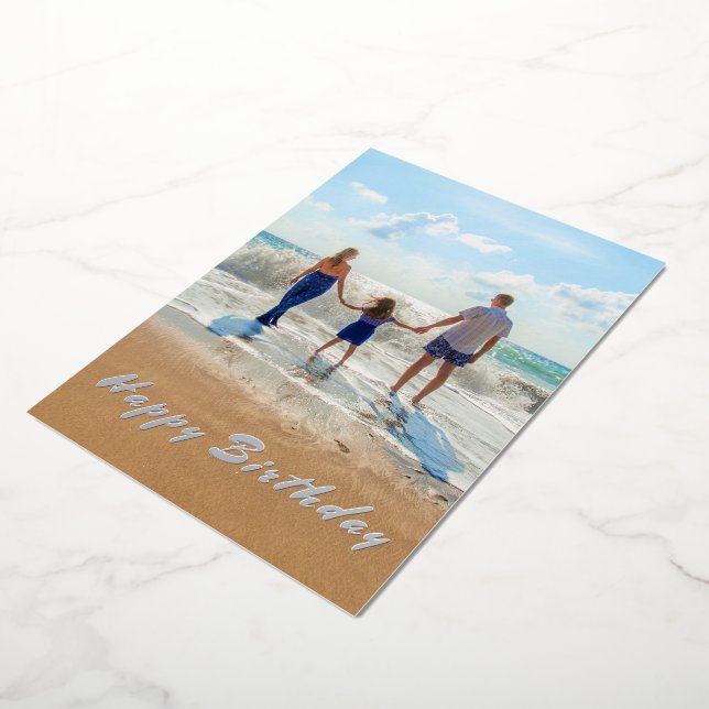 Tarjeta Festiva Con Relieve Metalizado Relieve metalizado de fotos personalizado Tarjeta  (girado)