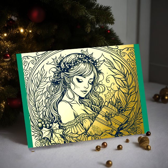 Tarjeta Festiva Con Relieve Metalizado Relieve metalizado de la mujer Navidad de tus colo (Subido por el creador)