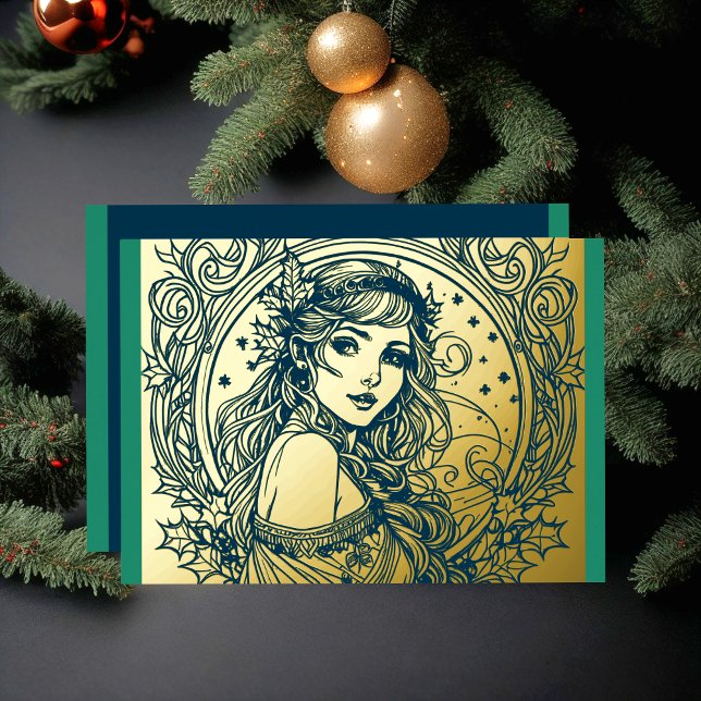 Tarjeta Festiva Con Relieve Metalizado Relieve metalizado de la mujer Navidad de tus colo (Subido por el creador)