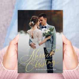 Tarjeta Festiva Con Relieve Metalizado Relieve metalizado de Navidades casados recién cas